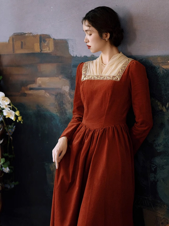 Rust Red Vintage Cotton Dress