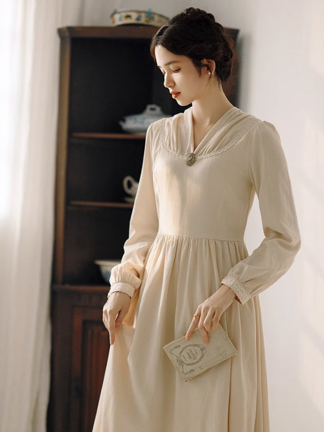 Vintage Brooch Cream Dress