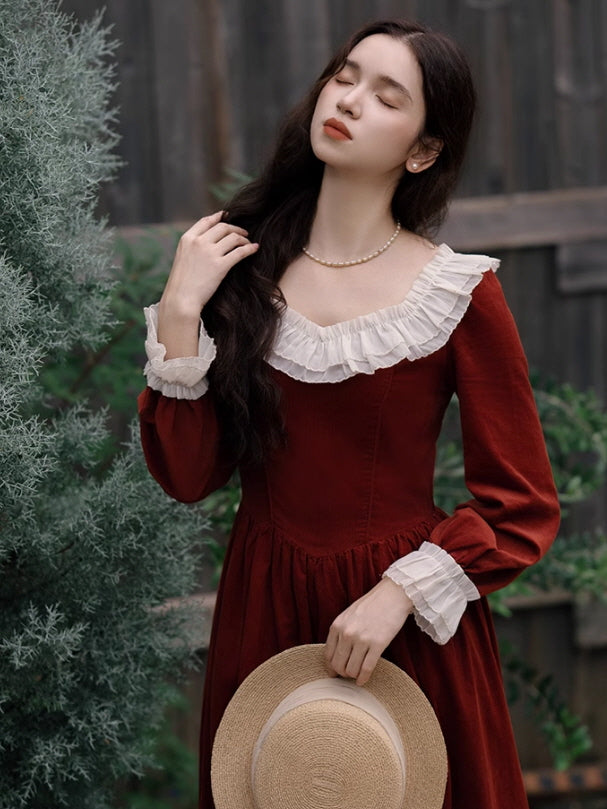 Rustic Scarlet Romance Cotton Dress