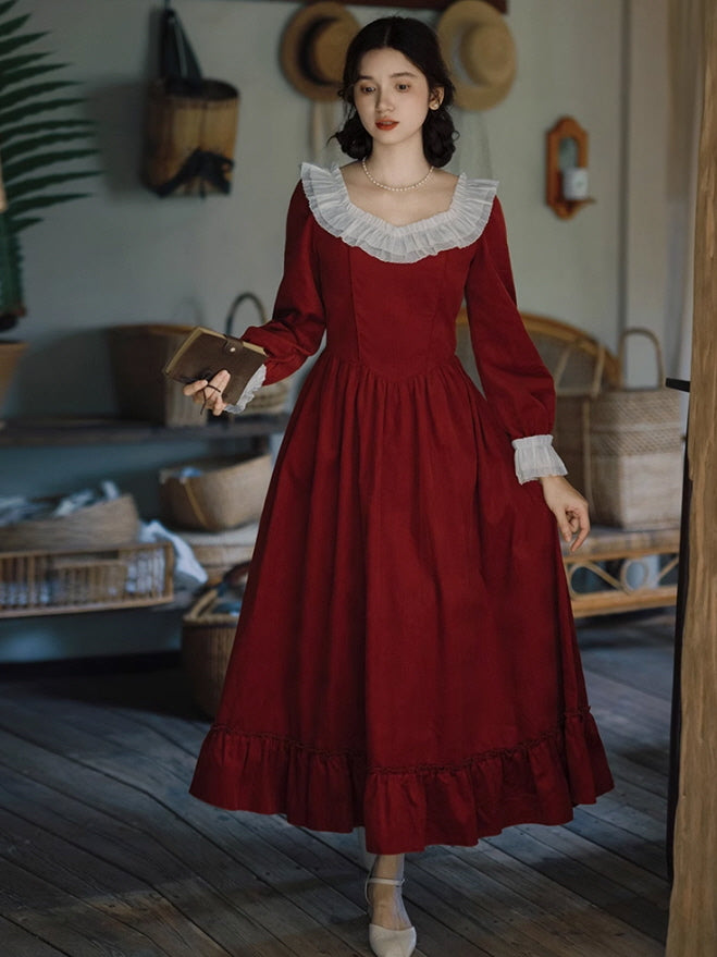 Rustic Scarlet Romance Cotton Dress