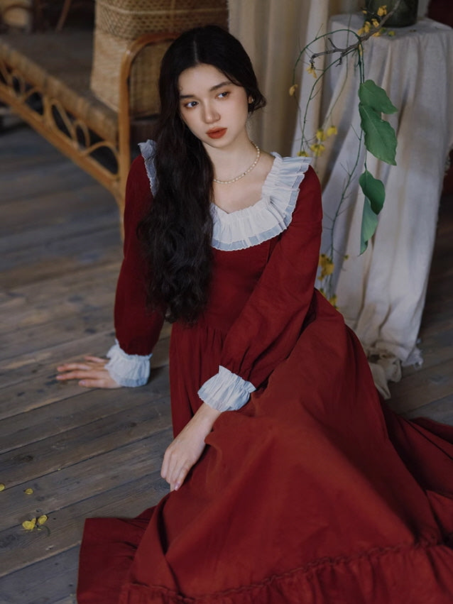 Rustic Scarlet Romance Cotton Dress