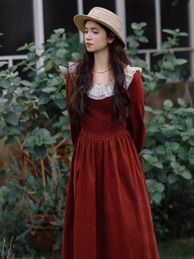 Rustic Scarlet Romance Cotton Dress