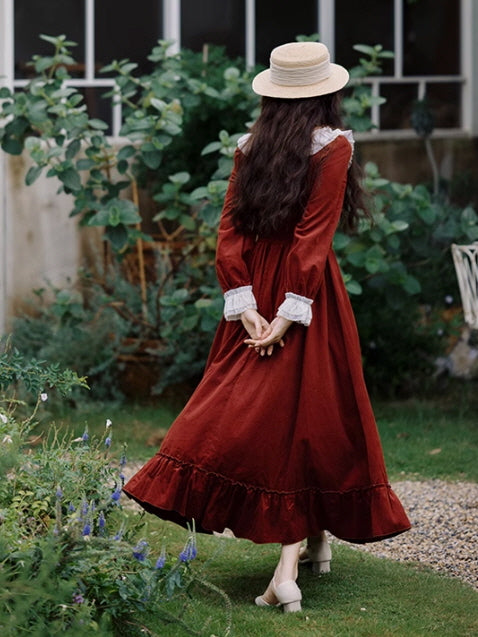 Rustic Scarlet Romance Cotton Dress