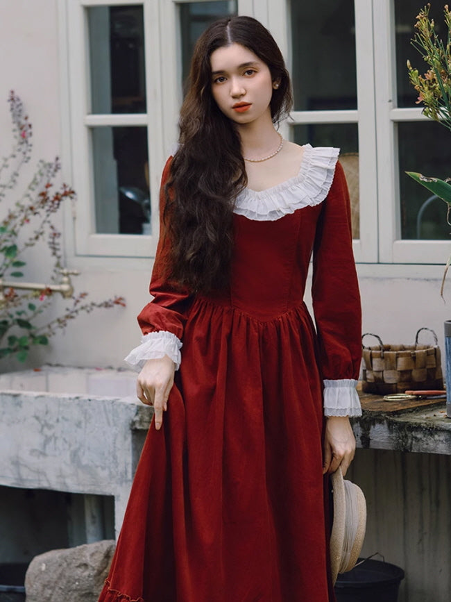 Rustic Scarlet Romance Cotton Dress