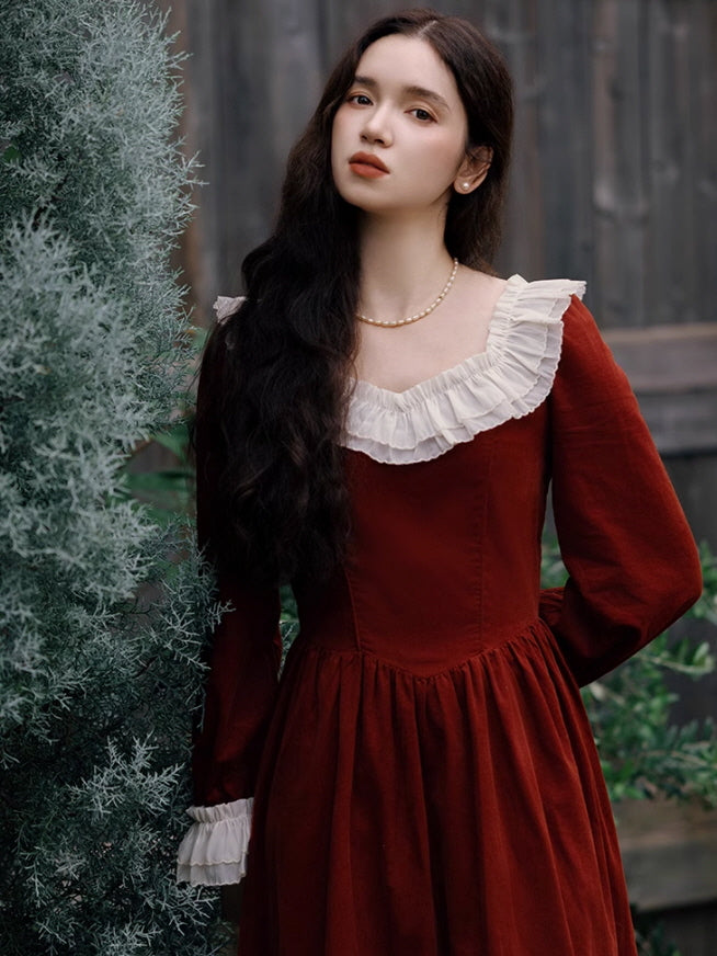 Rustic Scarlet Romance Cotton Dress