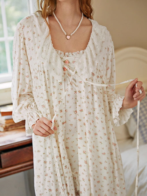 Floral Lace Nightgown Set