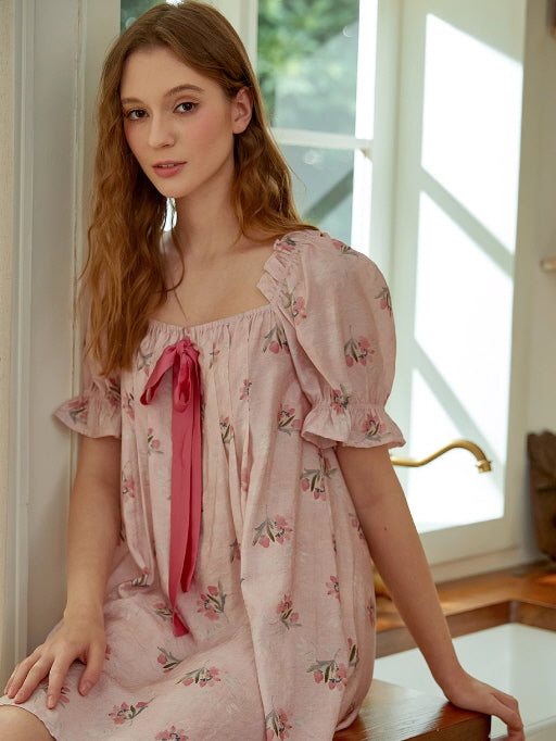 Floral Pink Bow Nightgown