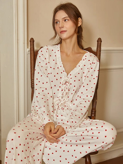 Romantic Heart Print Pajama Set