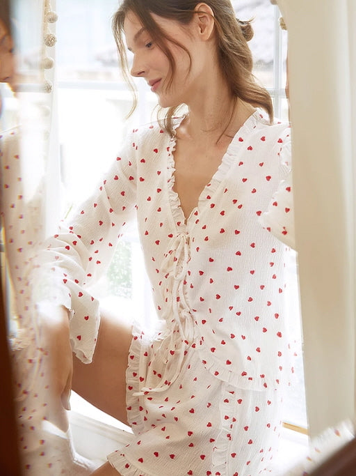 Romantic Heart Print Pajama Set