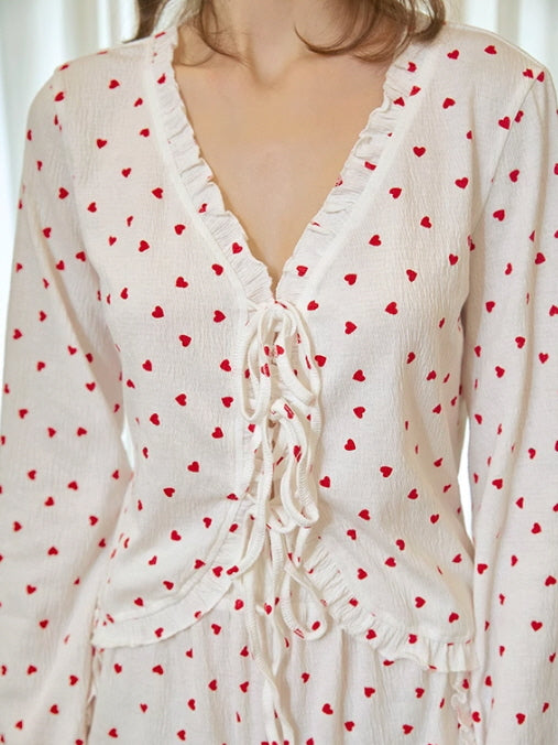 Romantic Heart Print Pajama Set