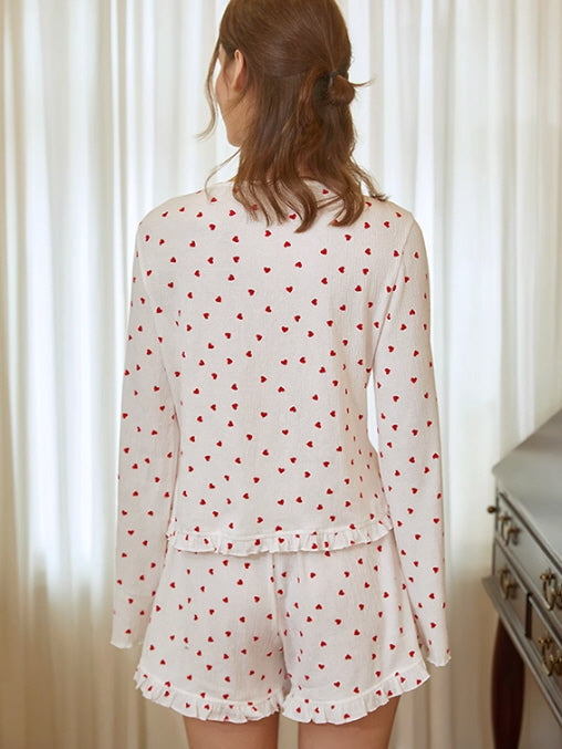 Romantic Heart Print Pajama Set