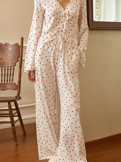 Romantic Heart Print Pajama Set