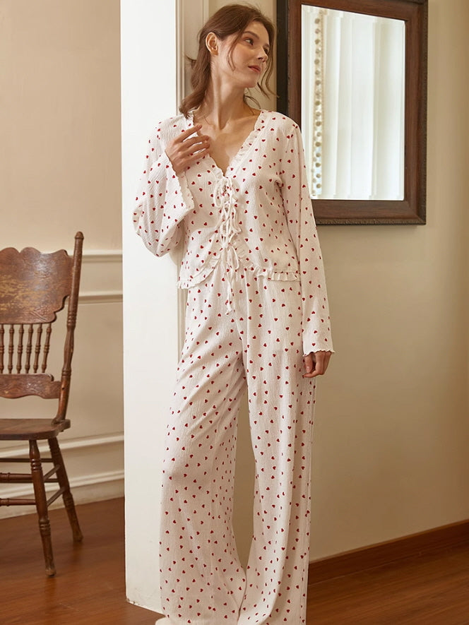 Romantic Heart Print Pajama Set