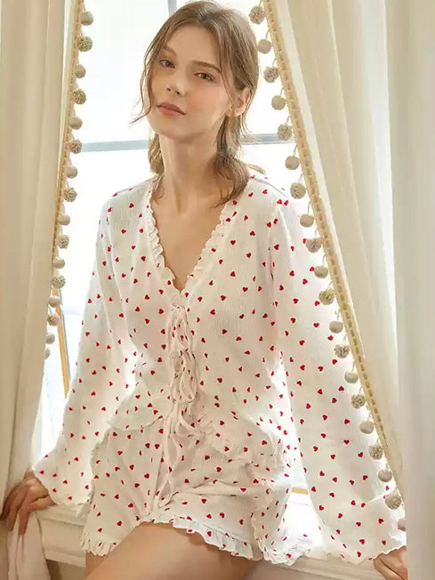 Romantic Heart Print Pajama Set