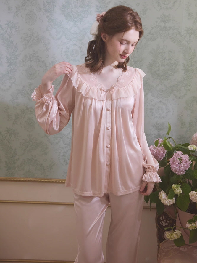 Vintage Rose Satin Pajama Set