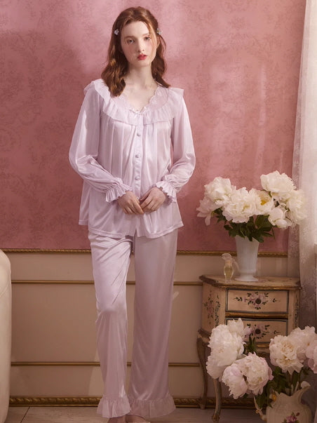 Vintage Rose Satin Pajama Set