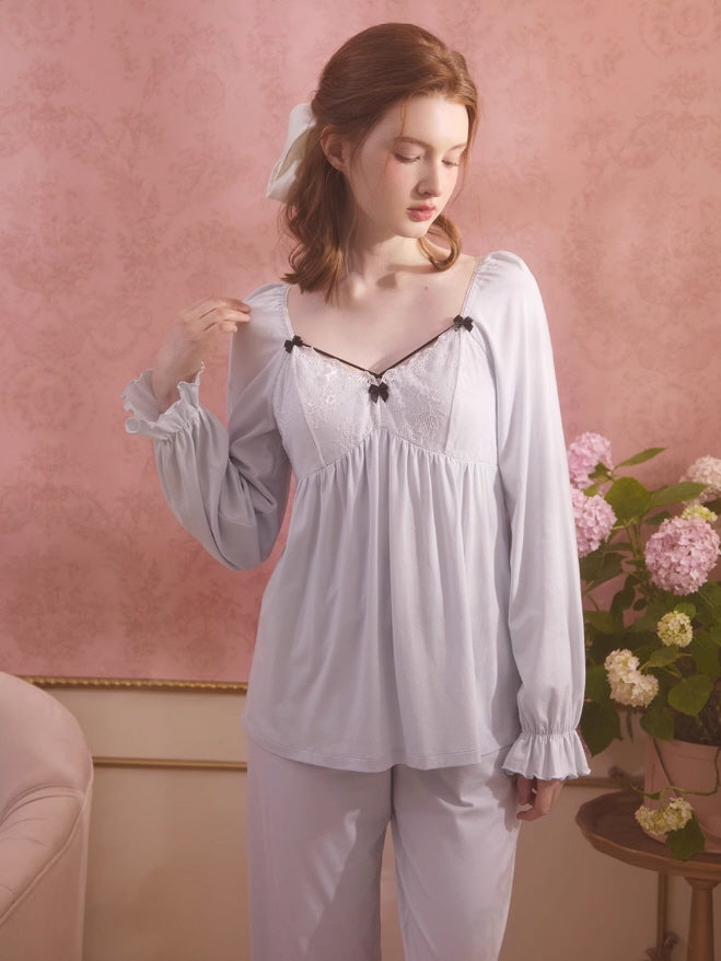 Vintage Lace Ribbon Pajama Set