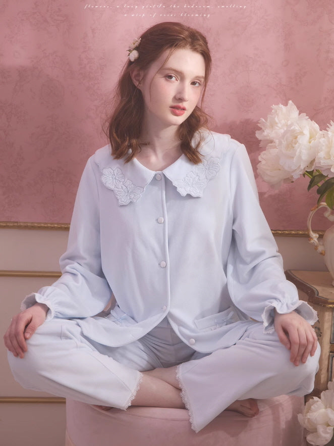 Velvet Petal Collar Loungewear Set