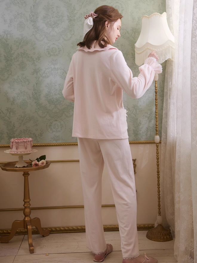 Velvet Petal Collar Loungewear Set