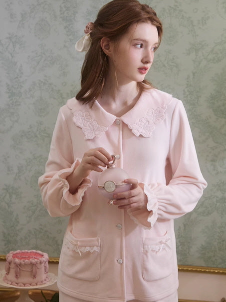 Velvet Petal Collar Loungewear Set