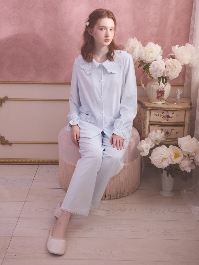 Velvet Petal Collar Loungewear Set