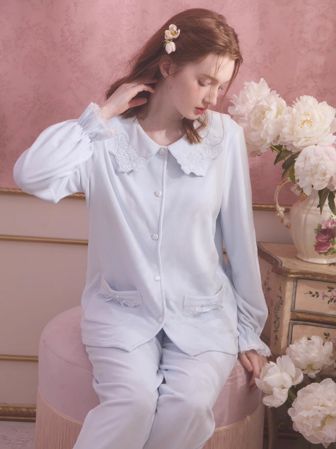 Velvet Petal Collar Loungewear Set