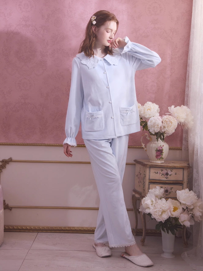 Velvet Petal Collar Loungewear Set