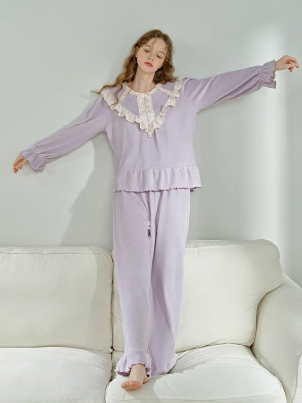 Romantic Velvet  Lace Pajama Set