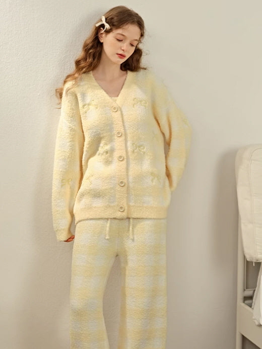 Yellow Gingham 3-Piece Cozy Lounge Set