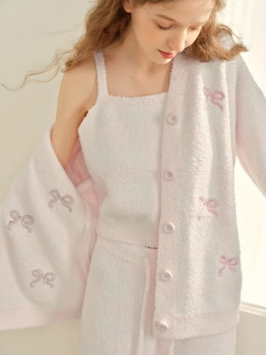 Pink Bow Checkered 3-Piece Loungewear Set