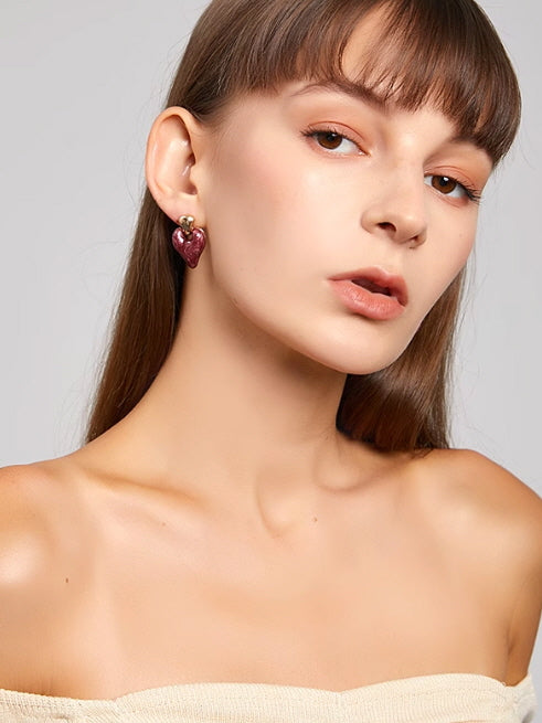 Marbled Heart Drop Earrings