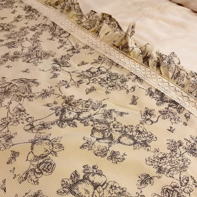 French Toile Velvet Bedding Set