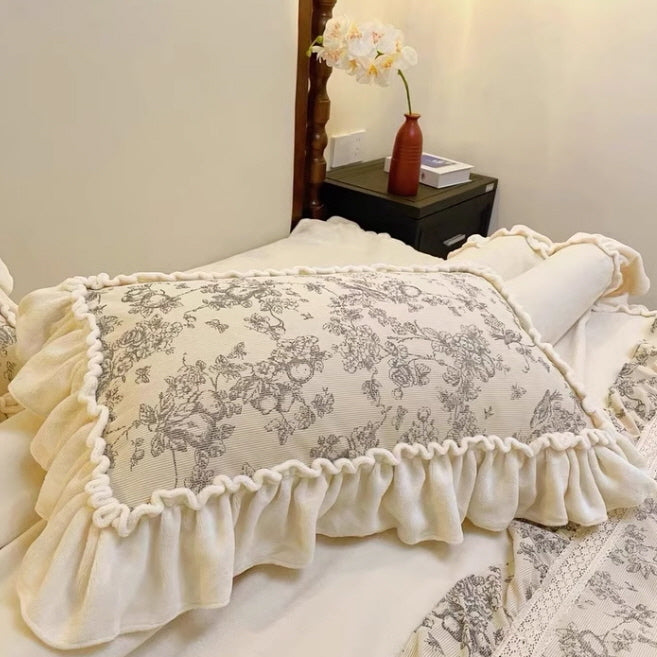 French Toile Velvet Bedding Set