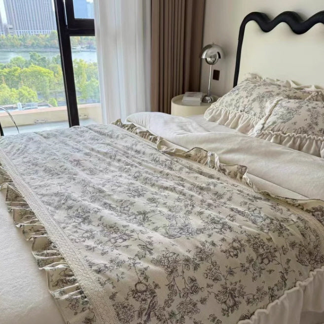 French Toile Velvet Bedding Set