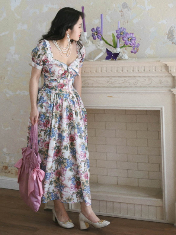 Romantic Vintage Garden Floral Dress