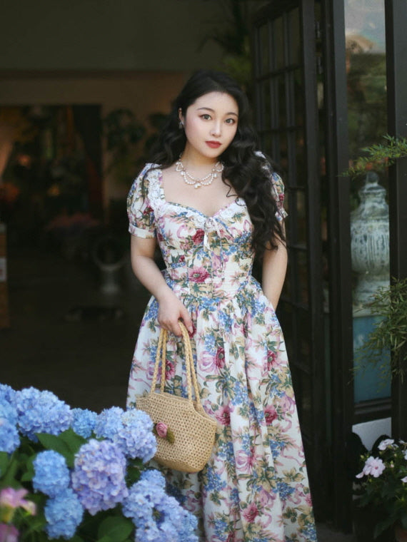 Romantic Vintage Garden Floral Dress