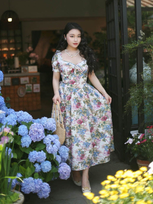 Romantic Vintage Garden Floral Dress