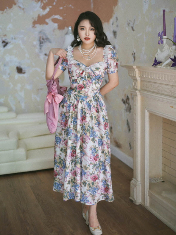 Romantic Vintage Garden Floral Dress