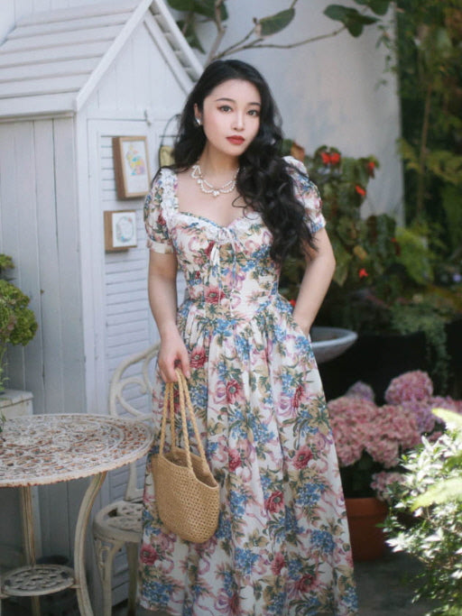 Romantic Vintage Garden Floral Dress