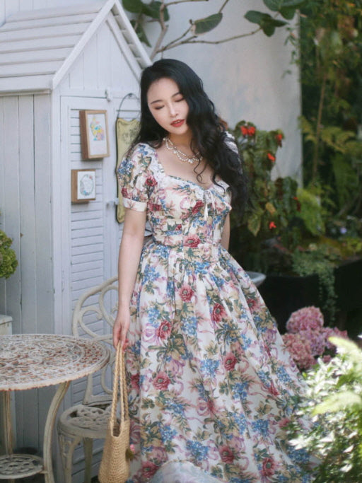 Romantic Vintage Garden Floral Dress