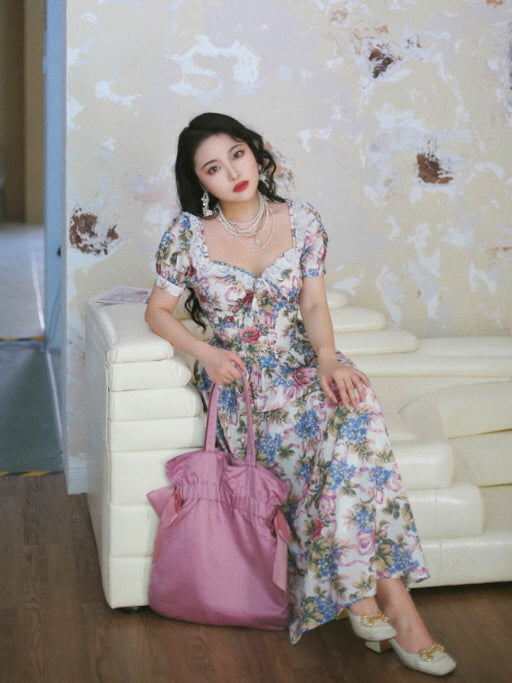 Romantic Vintage Garden Floral Dress