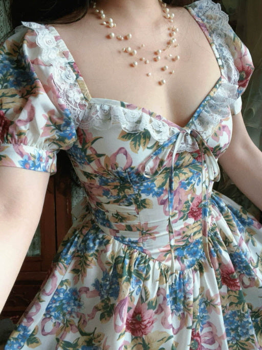 Romantic Vintage Garden Floral Dress