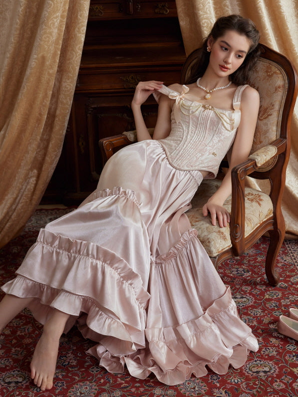 Blush Pearl Ribbon Corset – Vintage Princesscore Outfit - LACEMADE