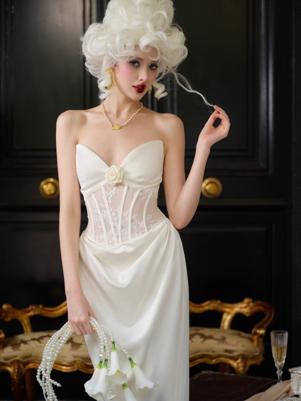 Regal Rose Corset Satin Dress