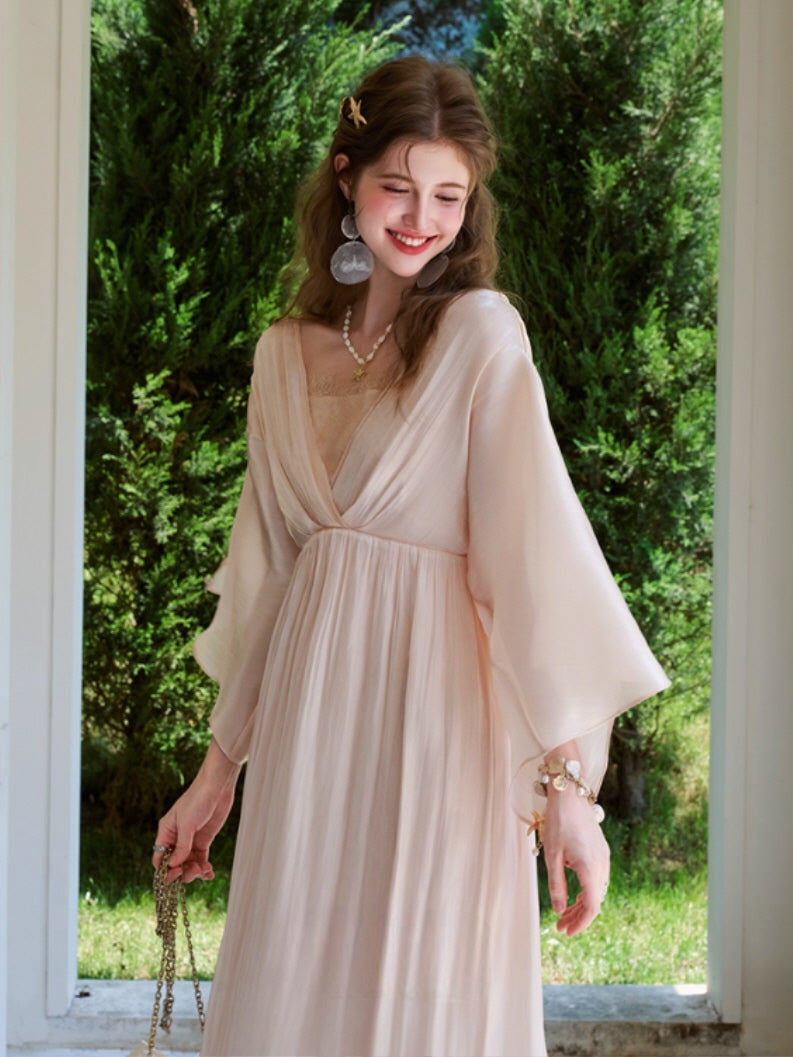 Golden Goddess Satin Lace Dress
