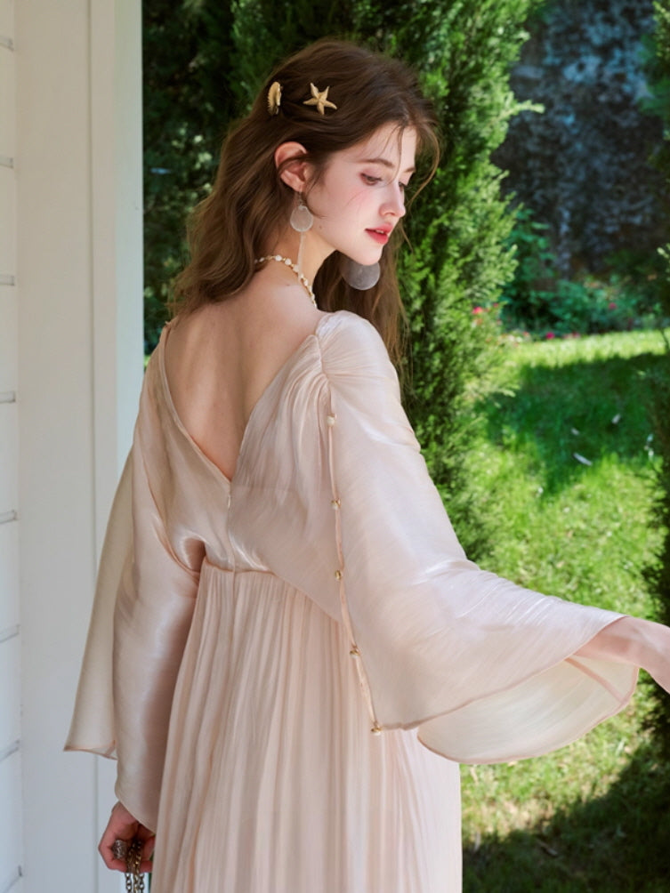 Golden Goddess Satin Lace Dress