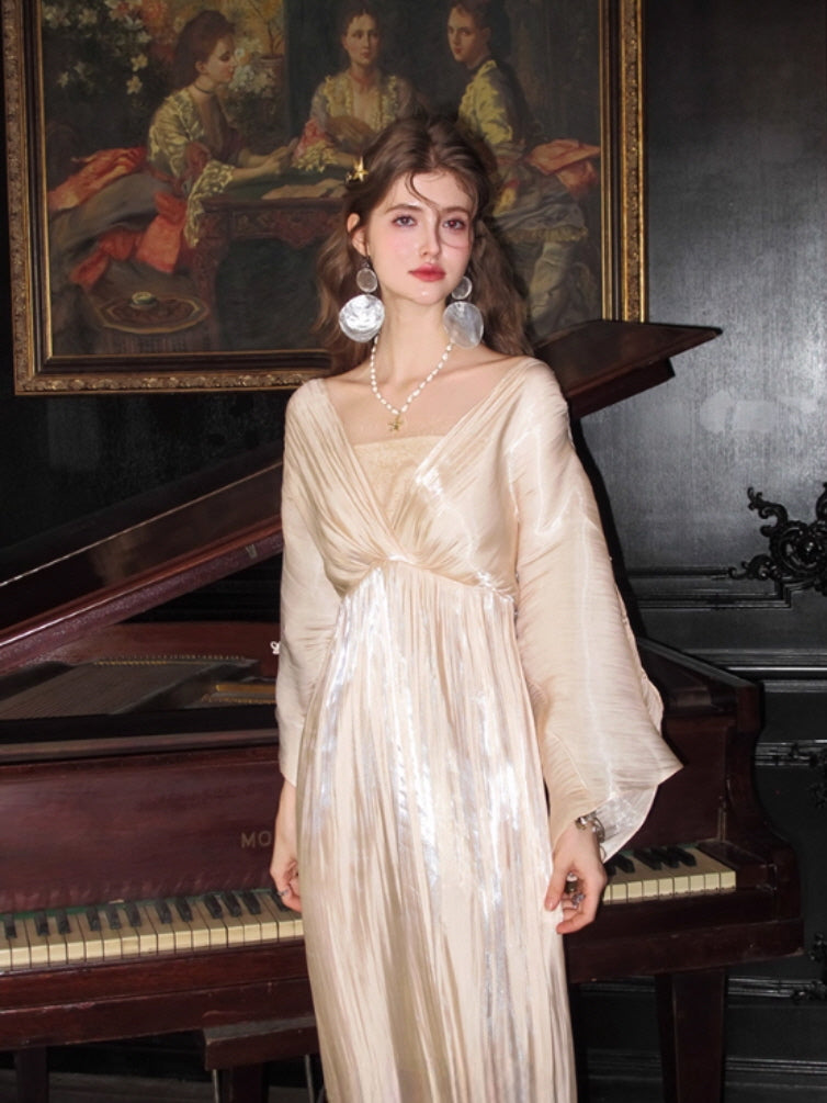 Golden Goddess Satin Lace Dress