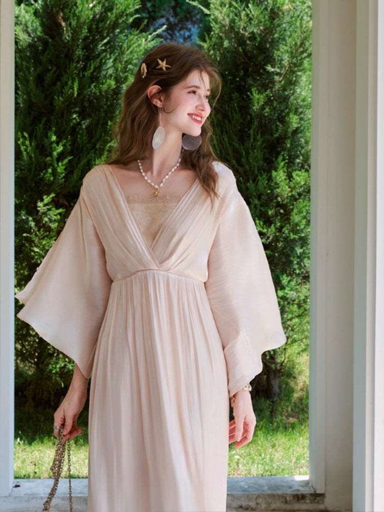 Golden Goddess Satin Lace Dress