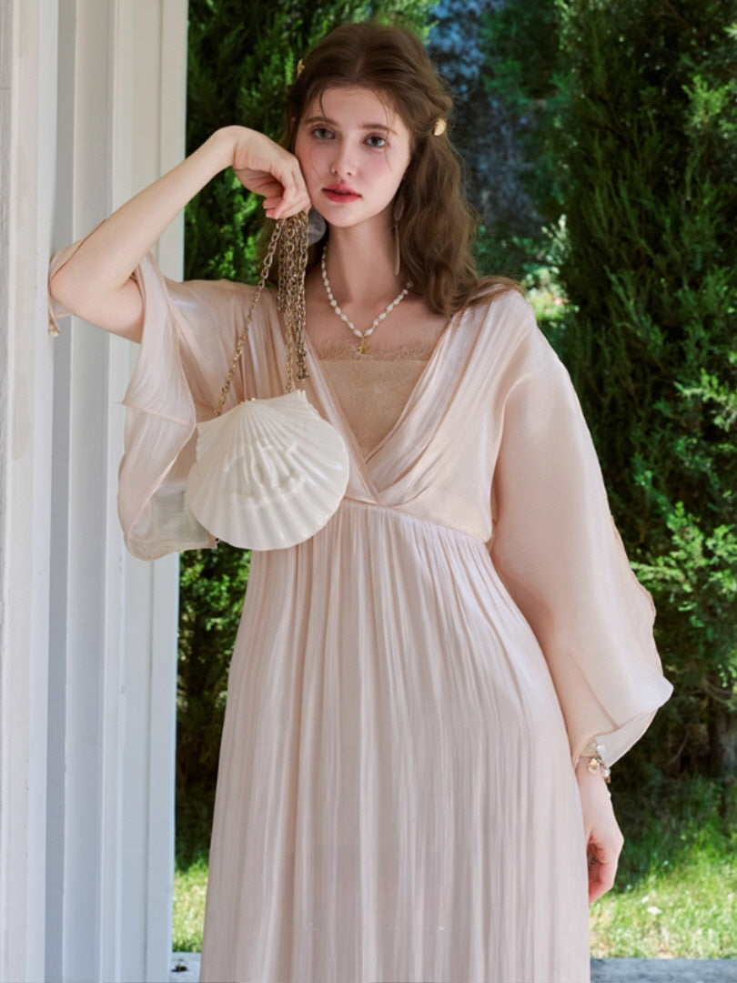 Golden Goddess Satin Lace Dress