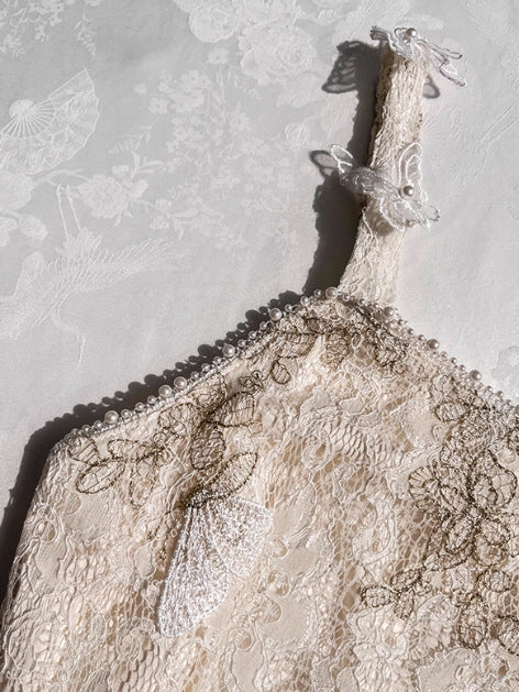 Butterfly Queen Gold Embroidered Lace Dress